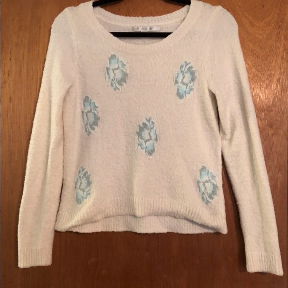 Lauren Conrad fuzzy floral sweater